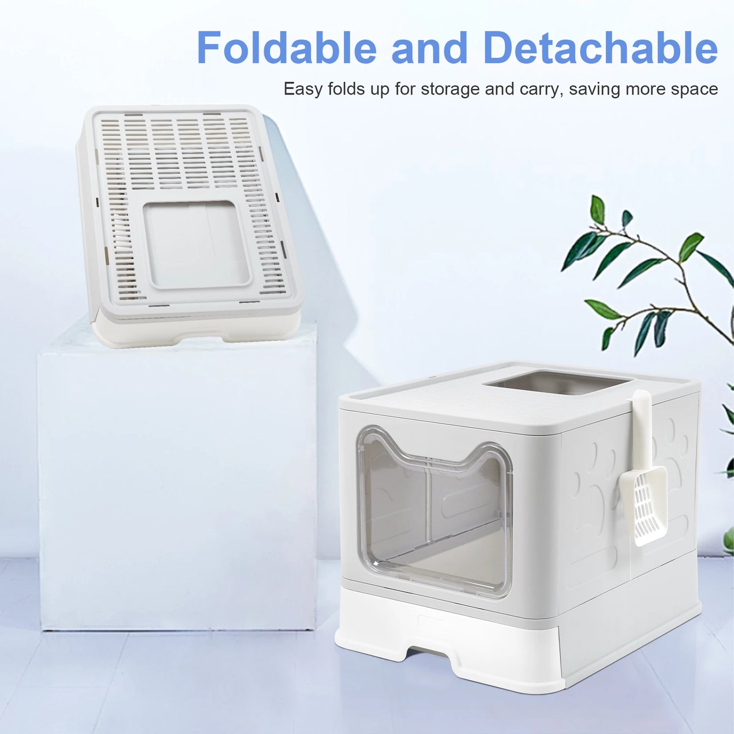 Spacious Foldable Cat Litter Box