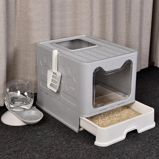 Spacious Foldable Cat Litter Box